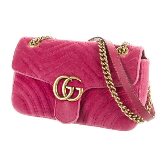 Gucci GG Marmont Shoulder Bag in Pink Velvet NEW WITH DUSTBAG - Picture 2 of 5